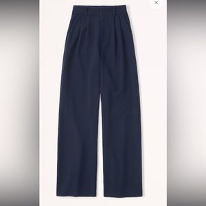 Abercrombie & Fitch Tailored wide leg pant in navy blue